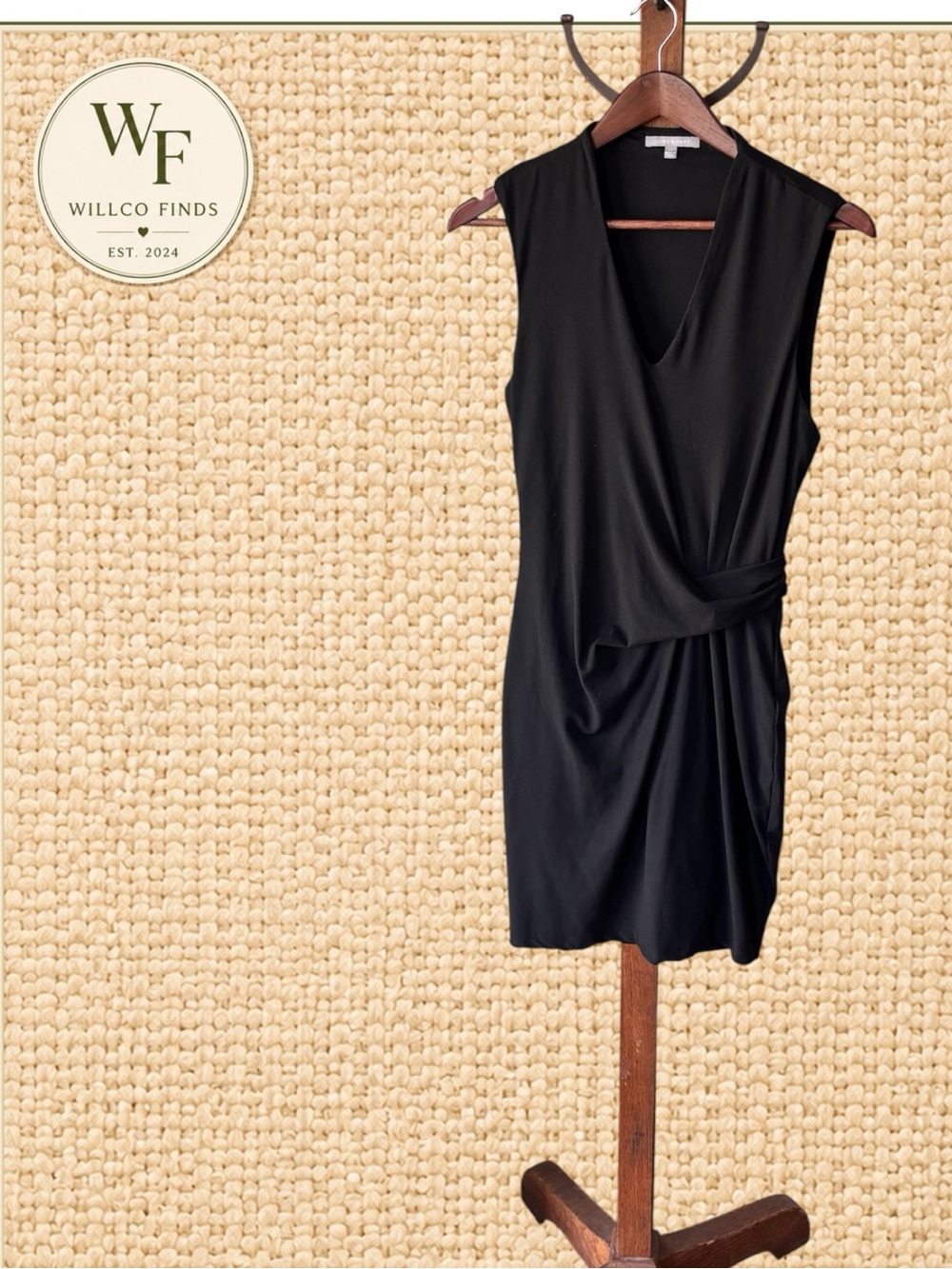 Lemon Tart Black Draped Twist Front Sleeveless Dress Size Medium